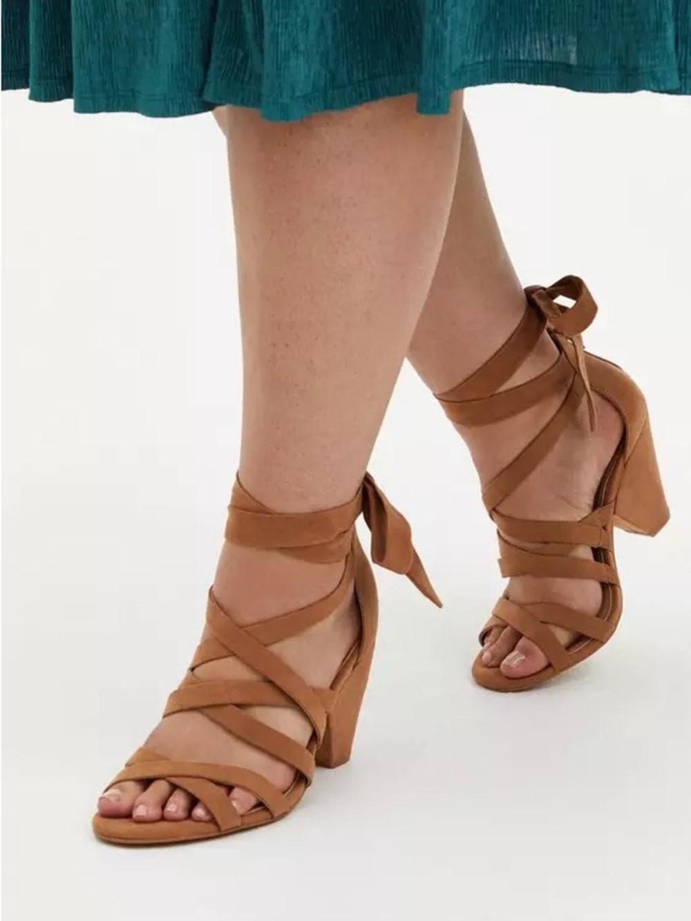 torrid Cognac Wrap-Around Strappy Block Heels